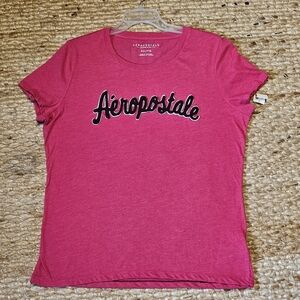 Aeropostale Pink Tee with Maroon and White Accents - Sz XXL